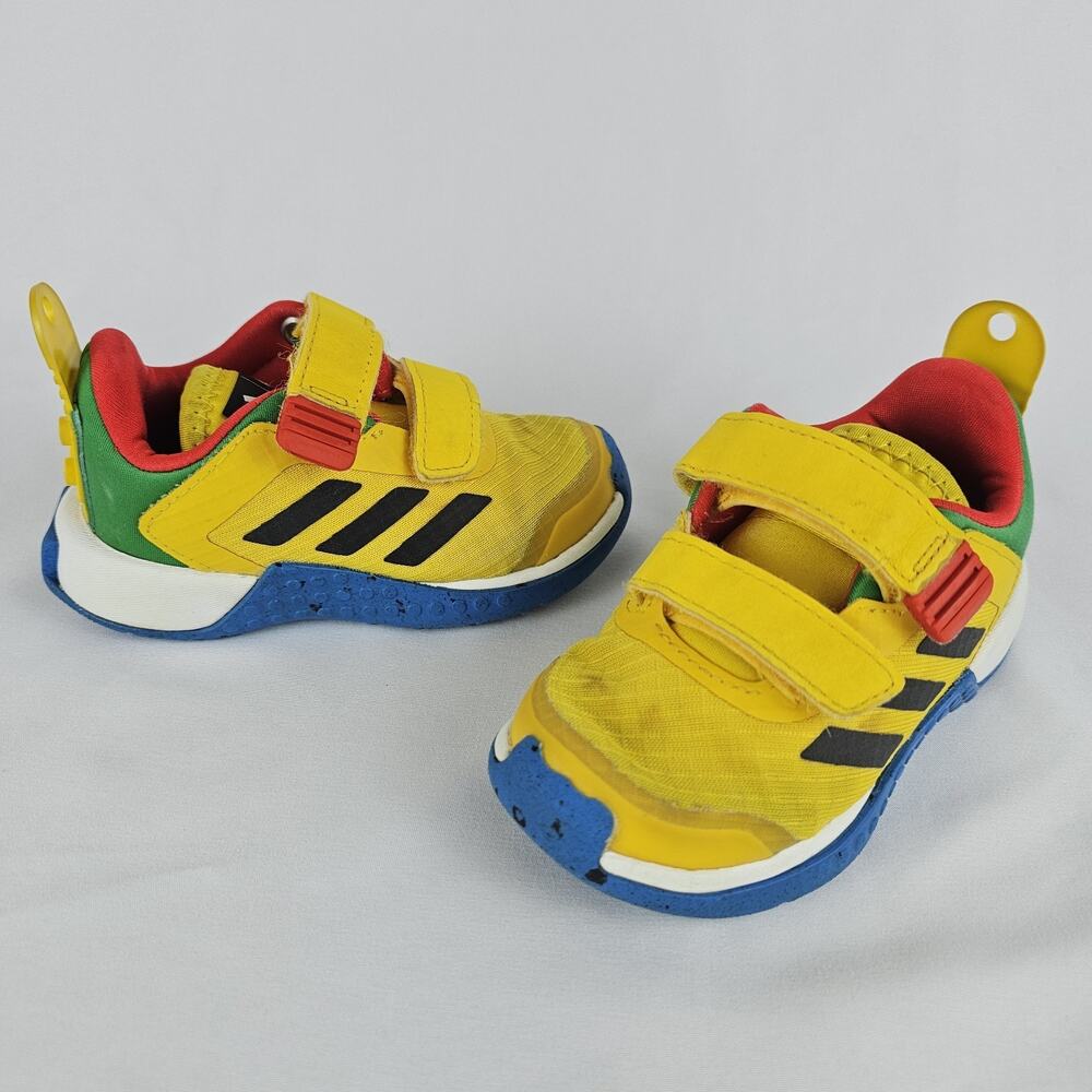 Adidas Lego Sport Baby Boys Shoes Size:6K, Yellow,Green,Red,and BlackStripe Logo